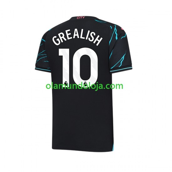 Camisola Manchester City Jack Grealish 10 Homem Equipamento Terceiro 2023-2024 Manga Curta
